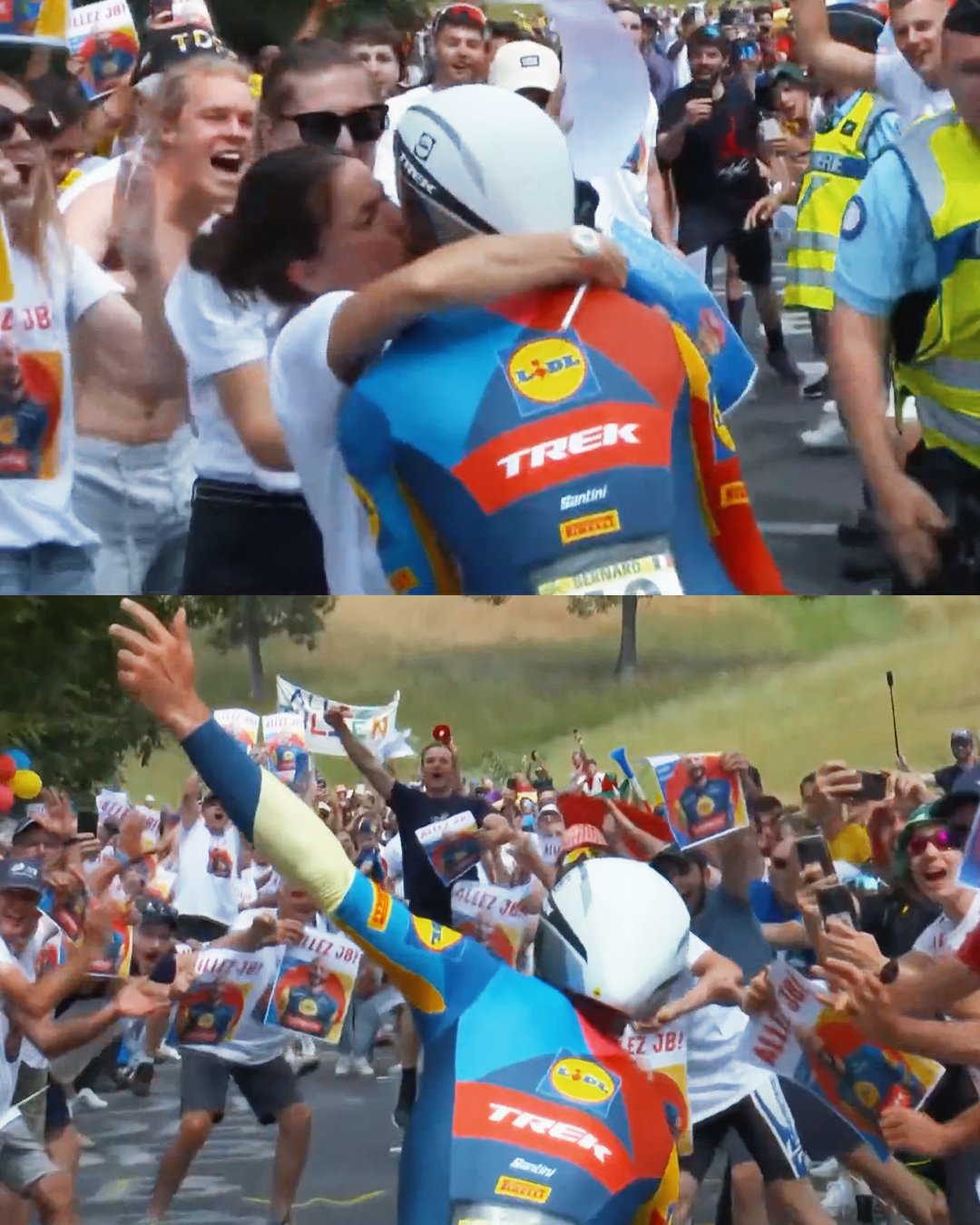 Велогонщика на Tour de France оштрафовали за поцелуй с женой (видео)