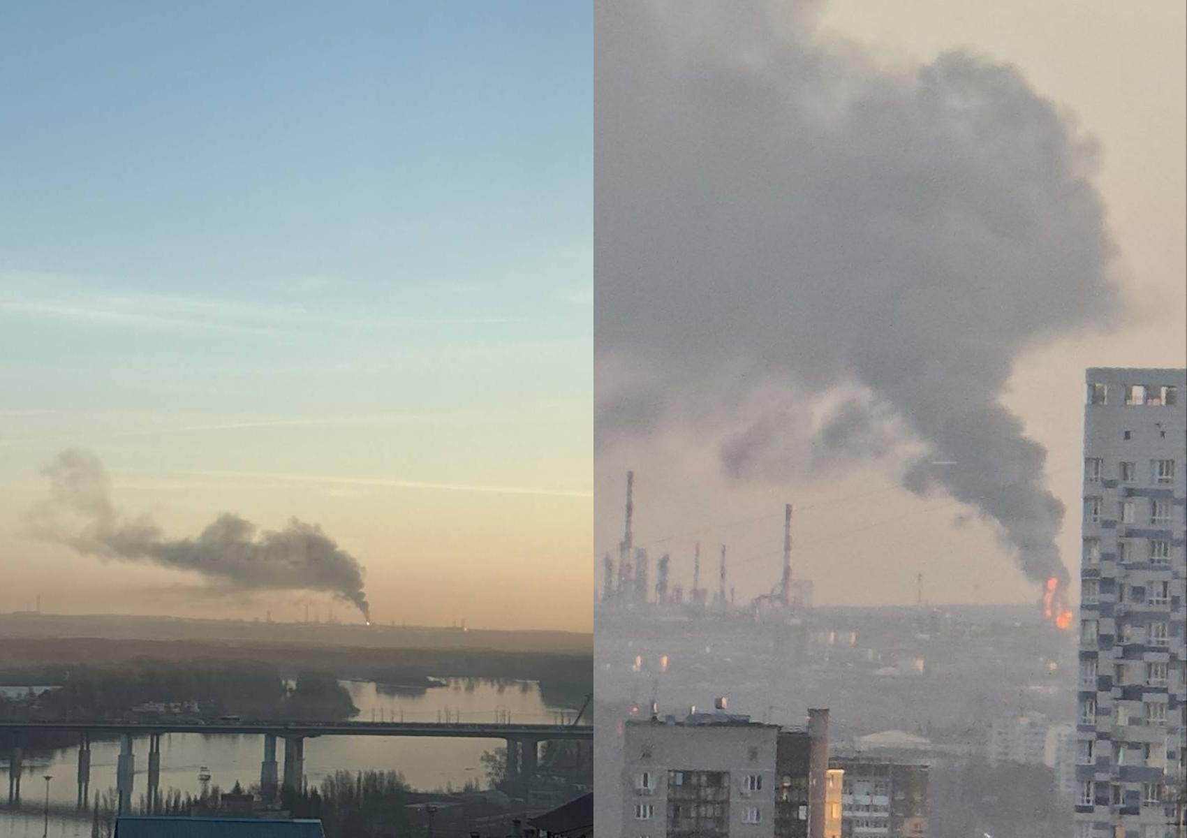 Здійнялася сильна пожежа: дрони уразили НПЗ у російській Уфі, що за 1400 км від кордону з Україною (фото, відео)