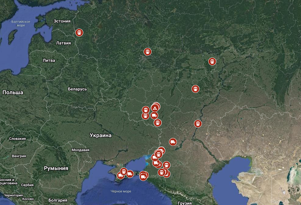 Появилась интерактивная карта переброски российских войск к границам Украины