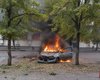 Секунды спасли жизнь: дрон в Славянске полностью сжег автомобиль иностранных журналистов