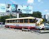 Трамвай в Одессе сшиб столб и смял авто