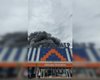 Окутан дымом и горит: РФ уничтожила "Эпицентр" в Запорожье, — ОВА (видео)