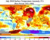 NASA опубликовало карту температурных аномалий июля