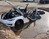 Разбитый электромобиль Tesla самовоспламенился через три недели после ДТП (видео)