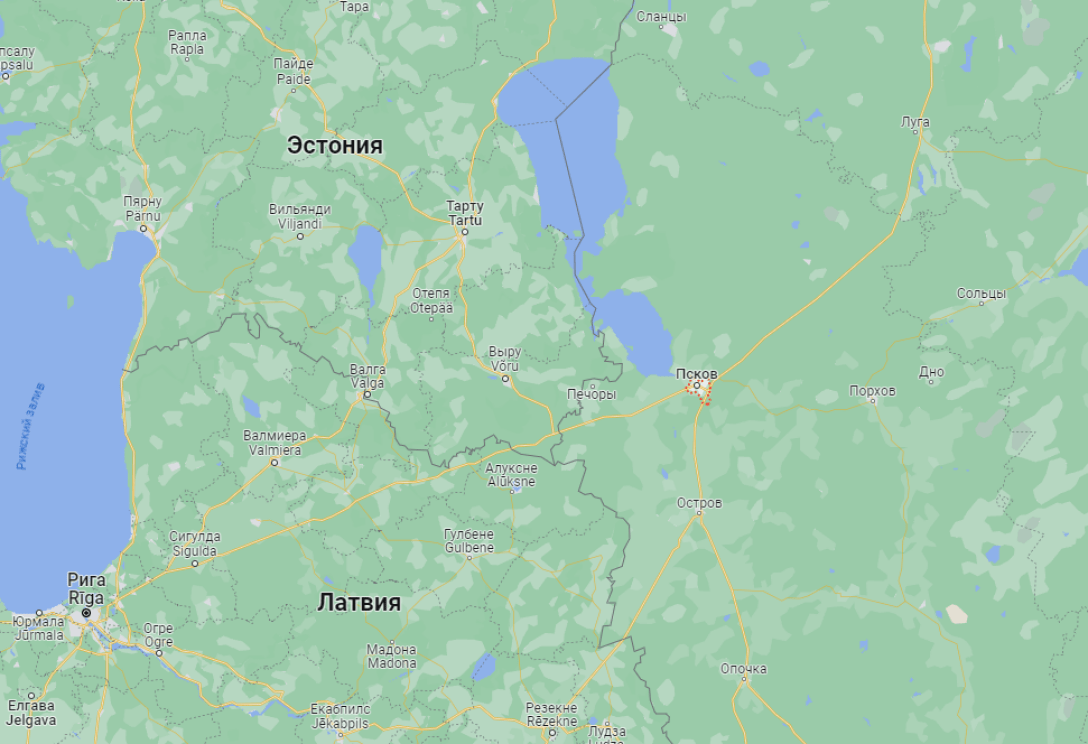 Псков е много близо до Естония и Латвия