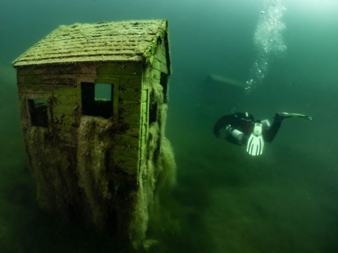 подводная деревня озеро, бавария озеро