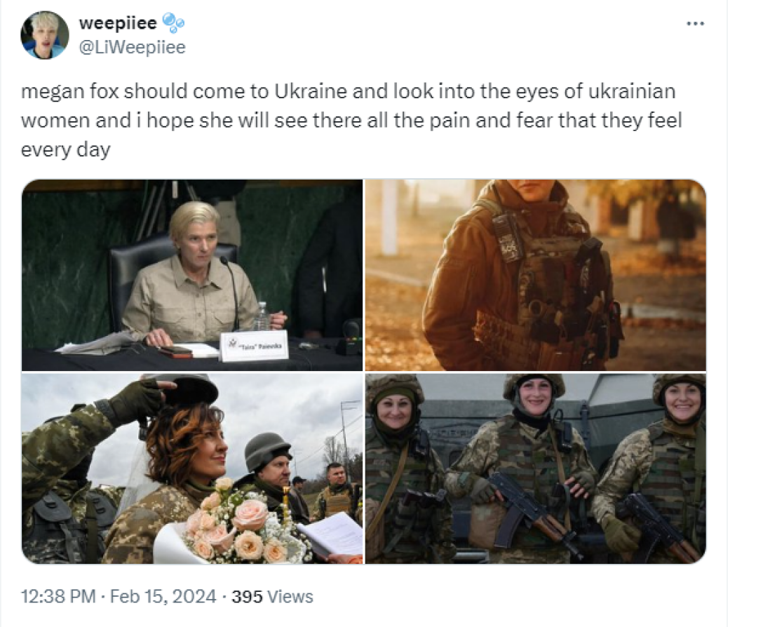 Потребителите на социалната мрежа Twitter също подкрепиха украинците, които бяха обидени от Меган Фокс с нейното злощастно сравнение
