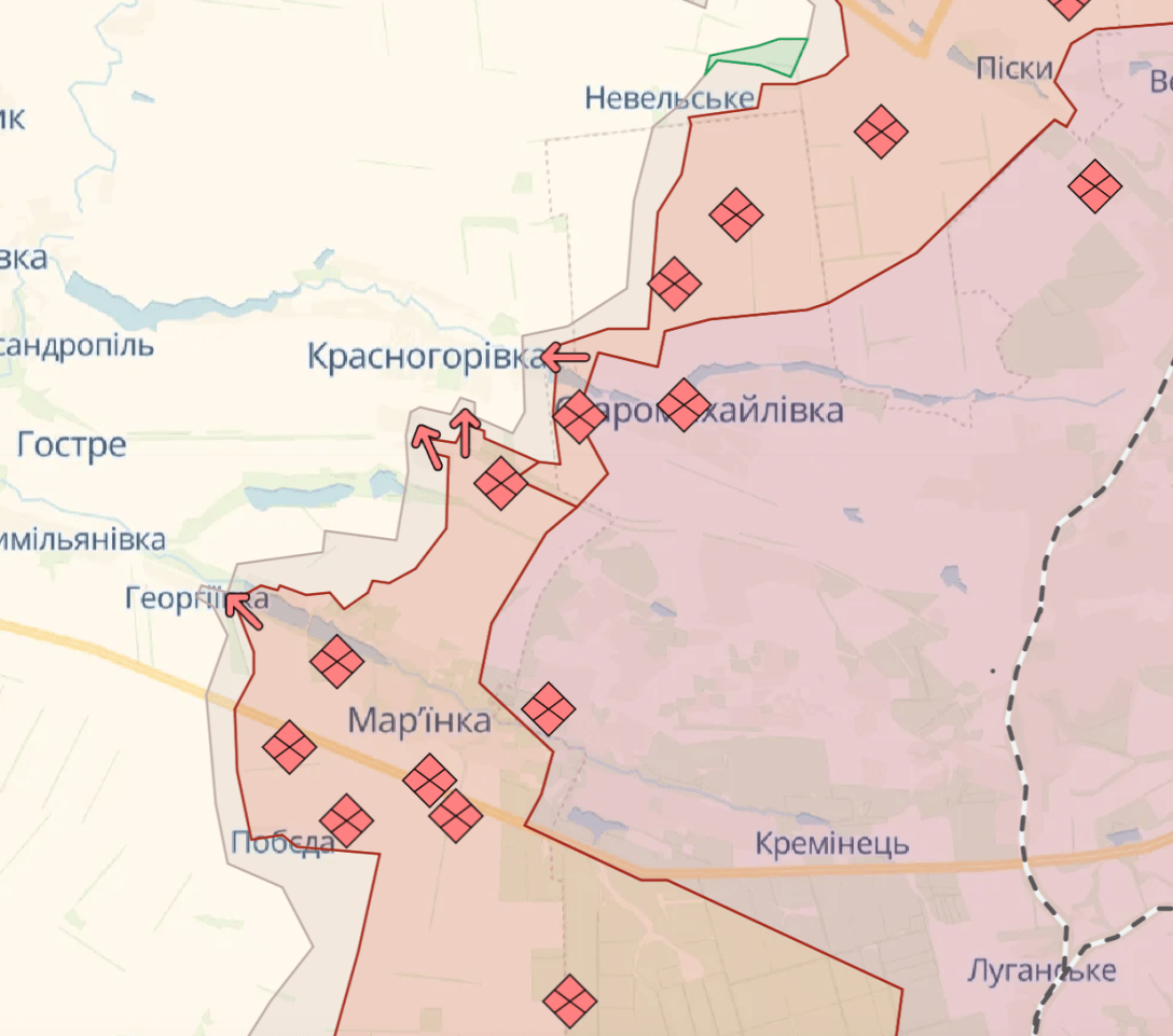 Ситація біля Красногорівки, карта
