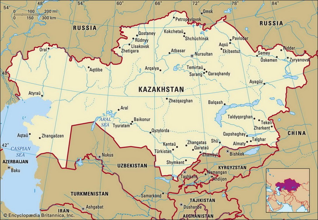 площадь казахстана, где находится казахстан, границы казахстана, какие страны рядом с казахстаном