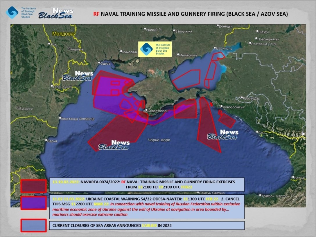Перекрытие Черного моря ВМФ России: карту обновили (фото)