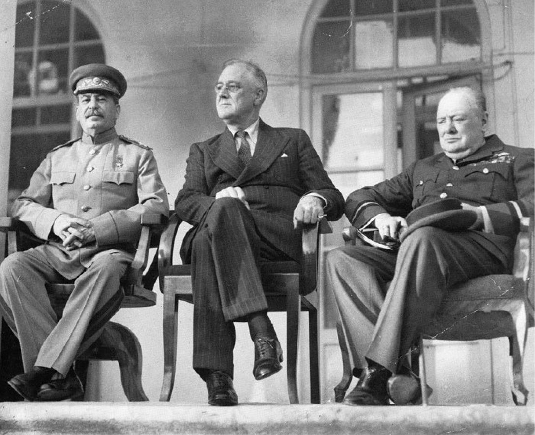 Сталин Рузвельт и Черчилль в Тегеране 1943 год, архивное фото, ретро фото