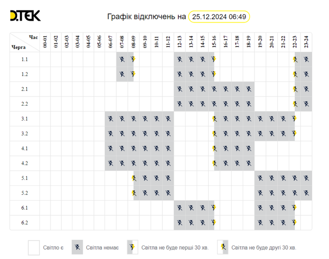 Одне з міст вже повністю зі світлом: в ДТЕК оновили графіки відключення електроенергії