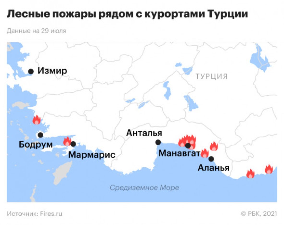 Пожары в Турции: сгорели целые села, жители спасают коров ...