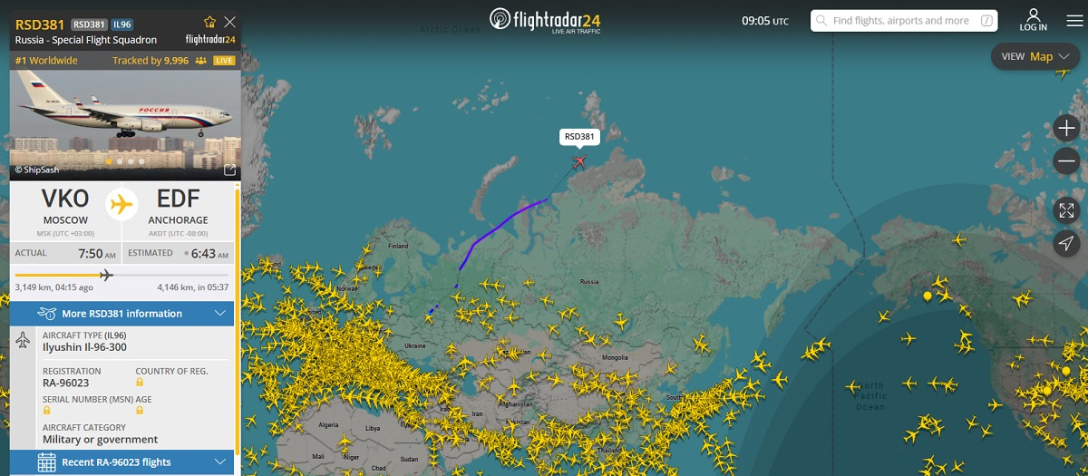 путін летить на аляску