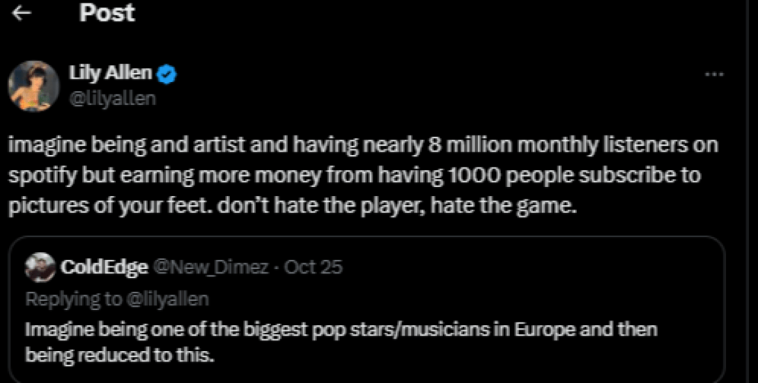 Твіттер, OnlyFans, Лілі Аллен