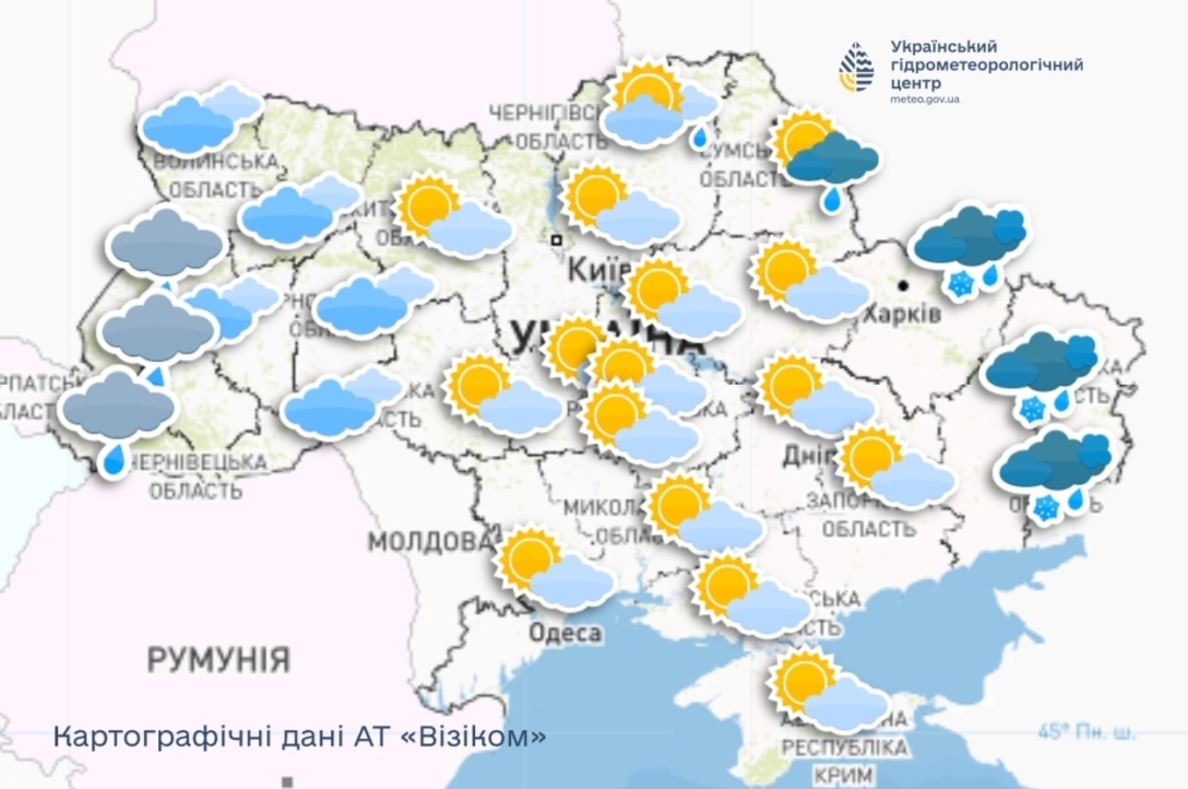 Прогноз погоди на 10 березня, карта