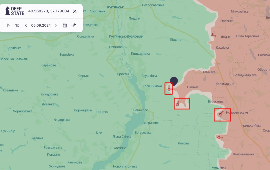 Бої на сході, Харківська область, Куп'янськ, ЗС РФ, карта, 6 вересня, DeepState