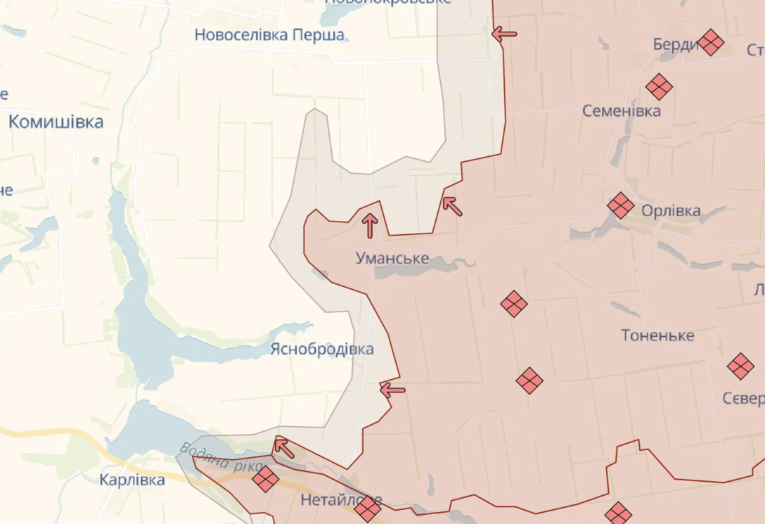 Карта Уманського на Донбасі