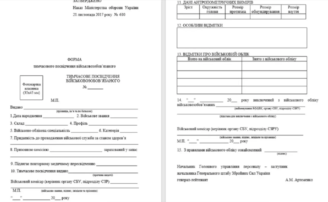тимчасове посвідчення військовозобов’язаного, військовозобов’язаний, мобілізація в Україні, військово-обліковий документ