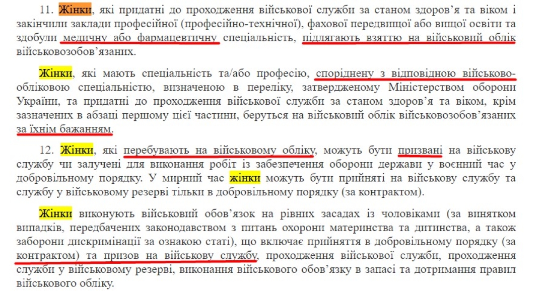 Мобілізація жінок, військовий облік жінок, закон про військовий облік, лікарі жінки мобілізація, фармацевти жінки мобілізація