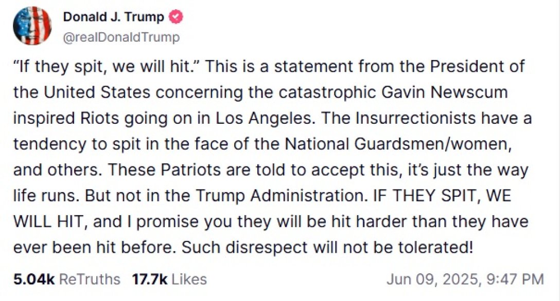 трамп протесты калифорния, трамп пост