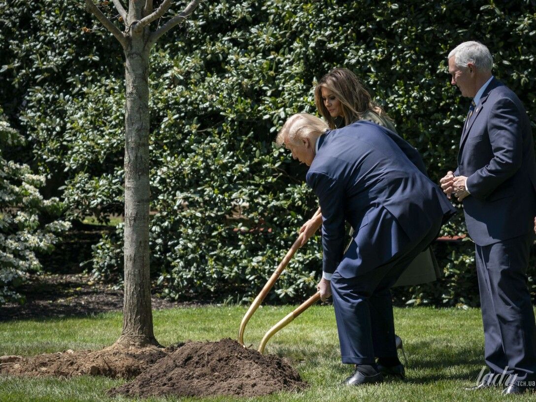 В День земли чета Трампов посадила дерево на лужайке у Белого дома (фото,  видео)