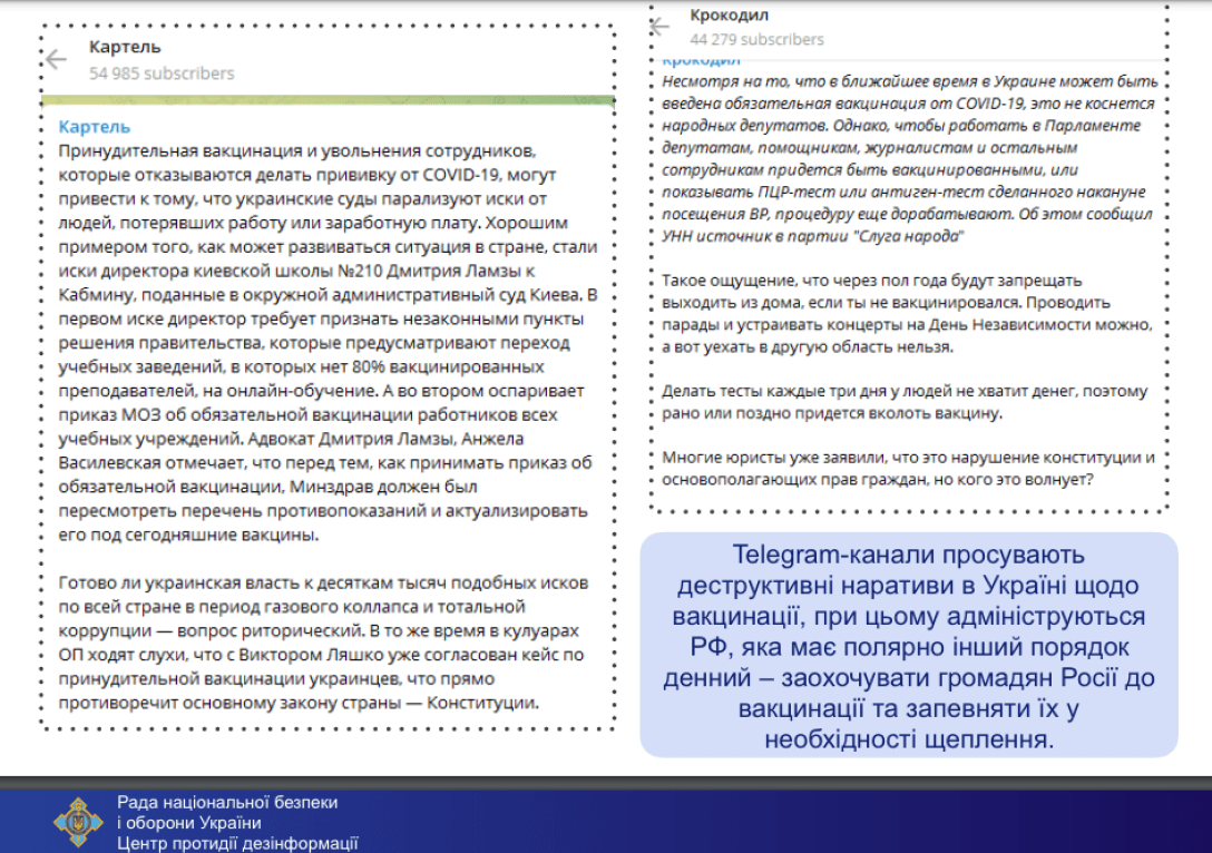 Россия при помощи информационной спецоперации срывает вакцинацию в Украине,  — СНБО (фото)