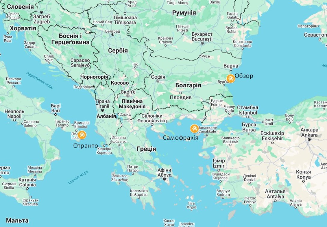 Карта з трьома доступними пляжами Європи у відпустці 2025