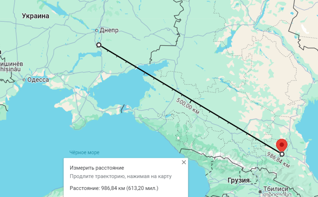 Відстань від Запоріжжя до Чечні