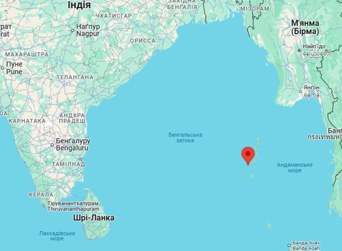 Місце розташування Північного Сентінельського острова