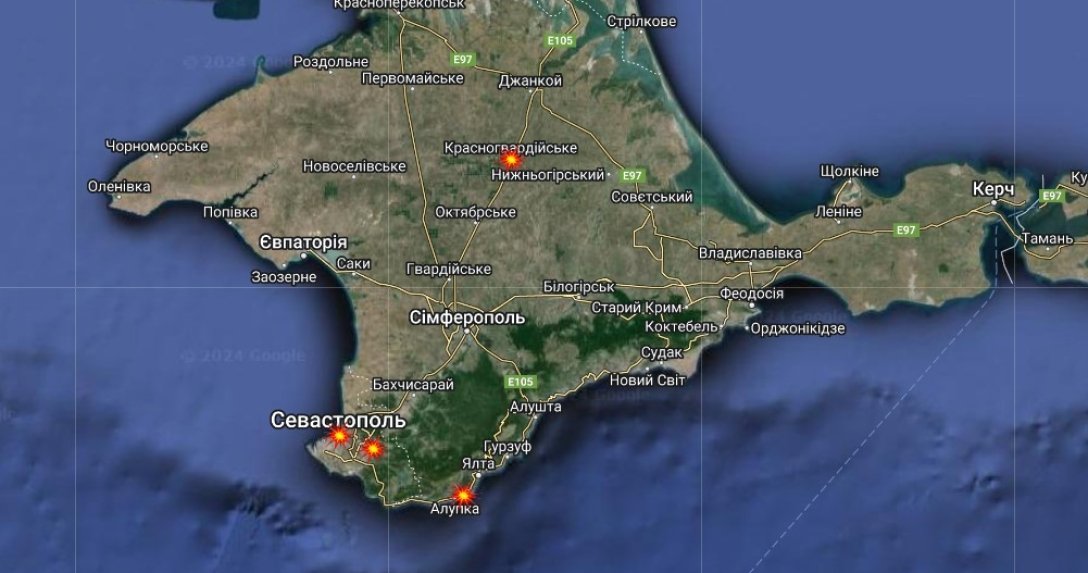 Вибухи в Криму, Севастополь вибухи, 19 квітня, ATACMS, робота ППО, карта