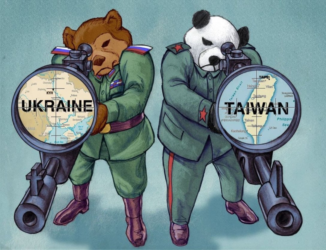 мишки в униформе целят по украине и тайваню, украина, тайвань,