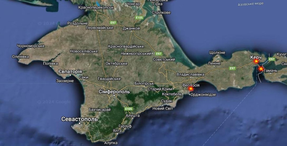 Крым, 5 марта, взрывы, карта