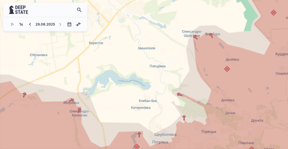 Карта боев в районе Катериновки в Донецкой области