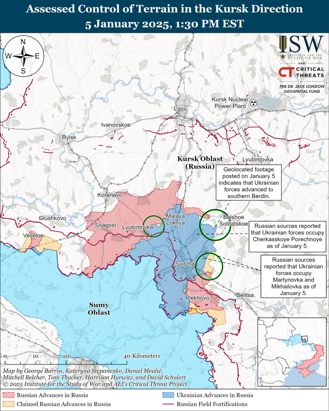 Наступ ЗСУ, курська область, 5 січня, ISW, карта