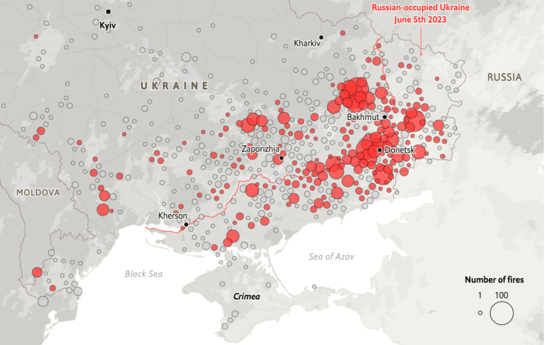 mūšiai Ukrainoje, kovų intensyvumas