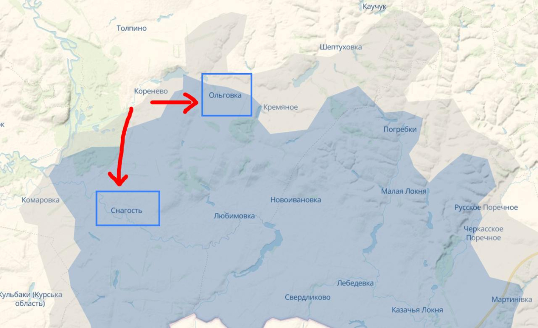 Карта боїв у Курській області