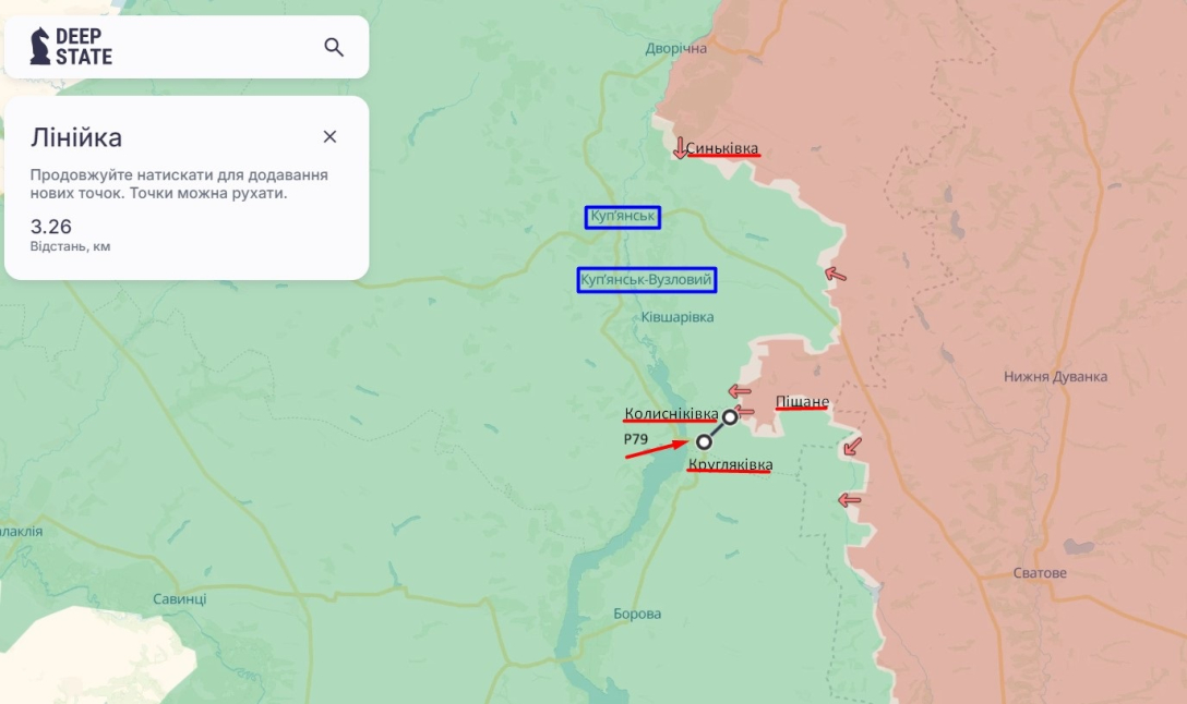 Бої на сході, Піщене, Куп'янськ, 16 вересня, карта, DeepState