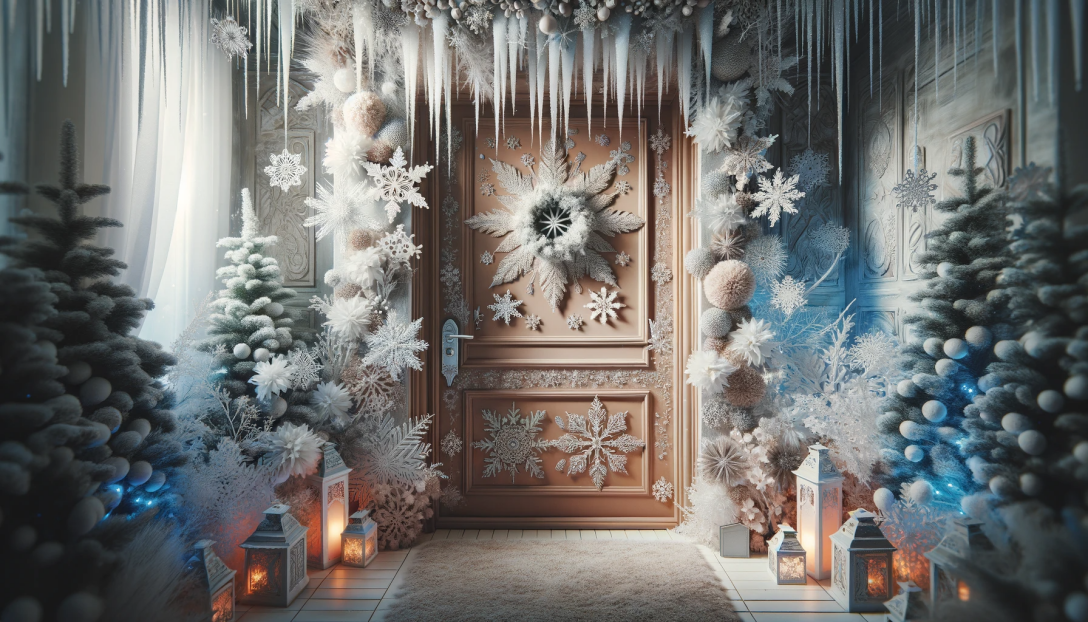 New Year's decor, Christmas decorations, how to decorate a door for Christmas.  how to decorate a house for the new year