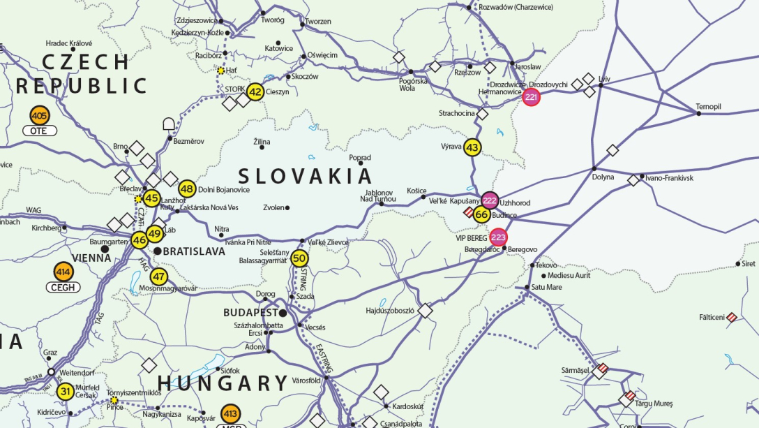 Словаччині і газ, газогін 2024, схема трубопроводів, ЄС