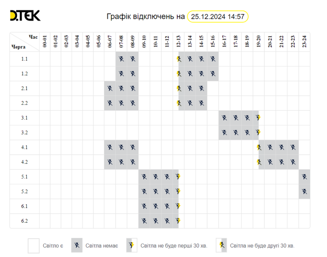Одне з міст вже повністю зі світлом: в ДТЕК оновили графіки відключення електроенергії