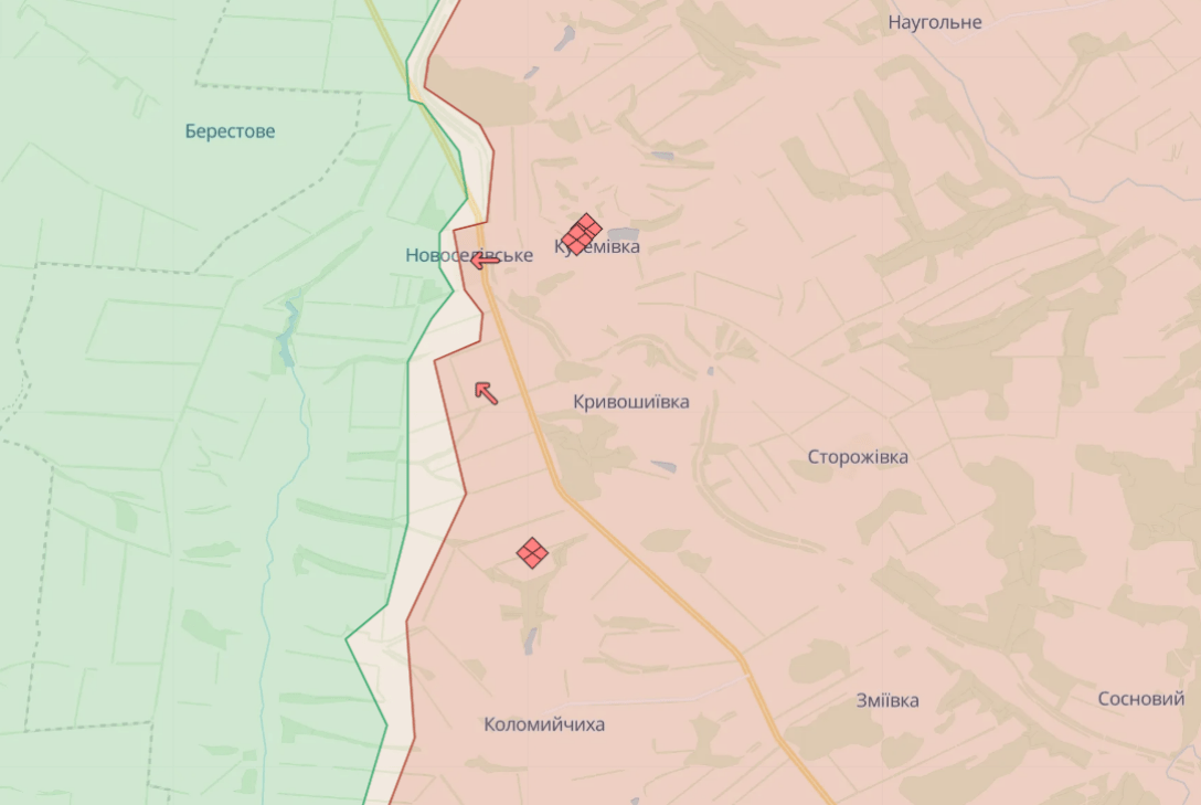 ЗС РФ зайняли Новоселівське на Луганщині (скрин deepstatemap.live)