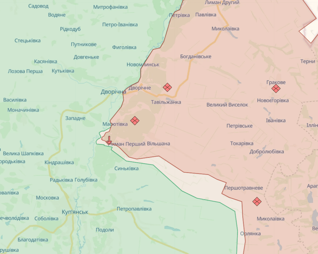 Ситуація на Куп'янському напрямку Скрин deepstatemap.live.