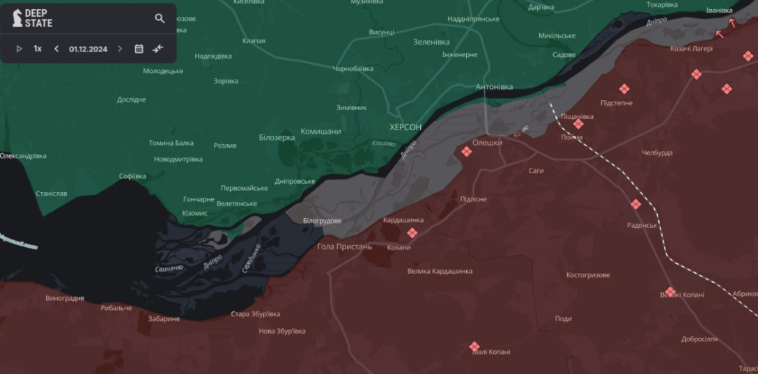 Карта ситуации на Херсонщине