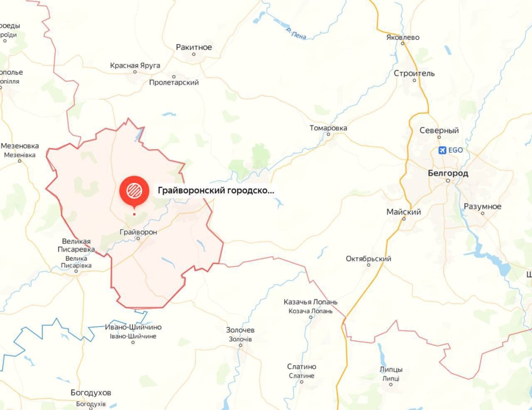 карта росія Добровольці просунулися в кількох напрямках у Грайворонському районі Бєлгородської області