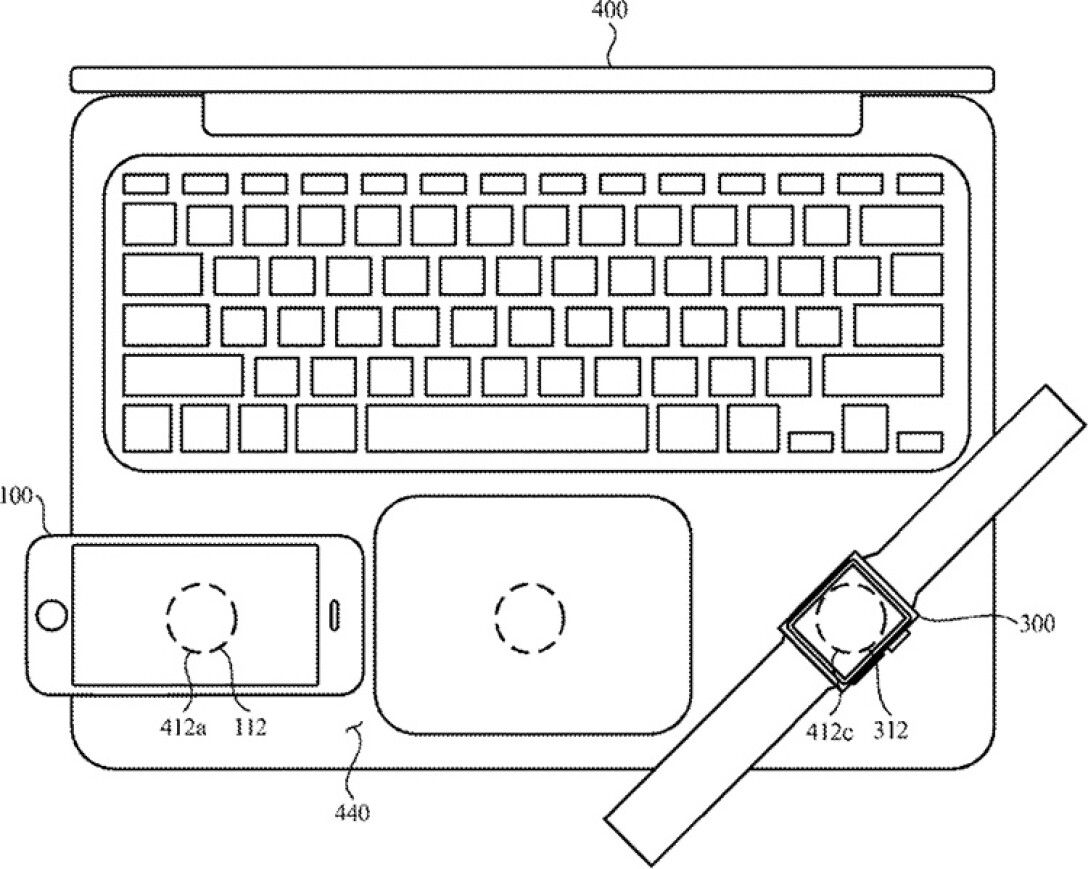 Apple запатентовала MacBook, оснащенный беспроводной зарядкой для iPhone и  Apple Watch