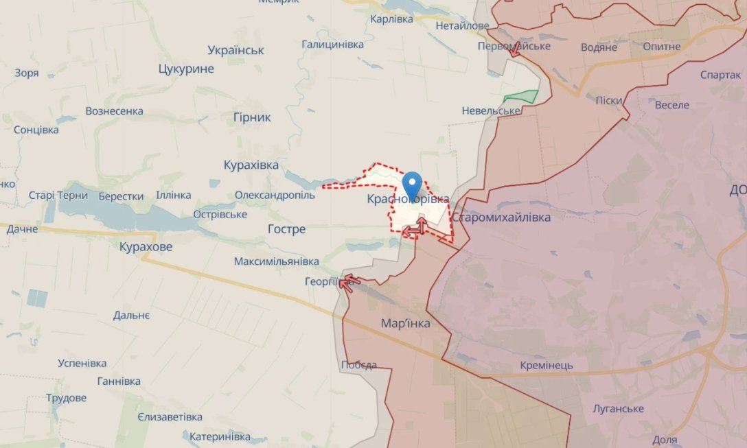 Battles in Donbas, Krasnohorivka, map, April 25