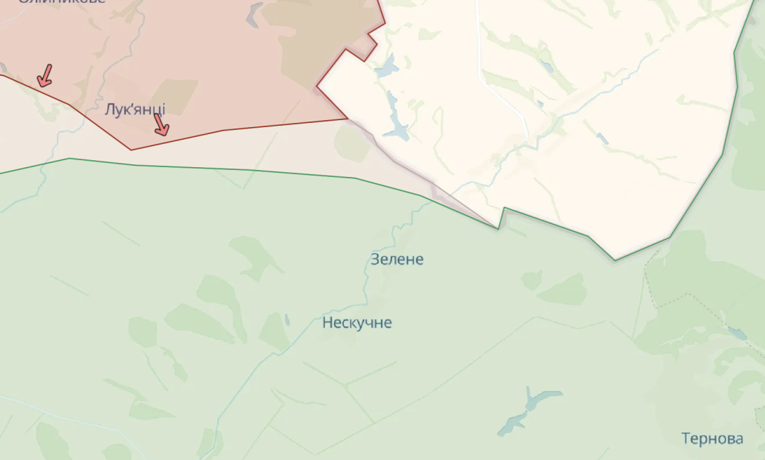 Карта бойових дій у районі Зеленого