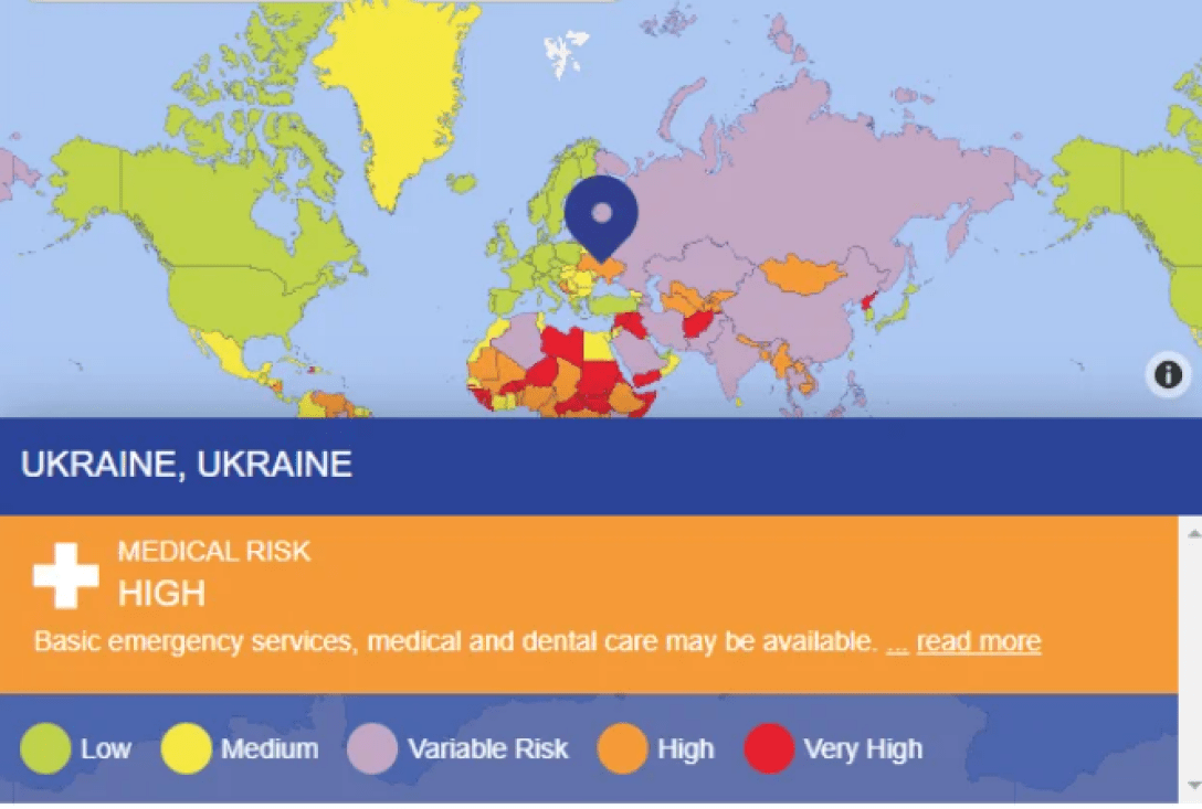 За рівнем медичної небезпеки Україна перебуває в екстремальному сегменті