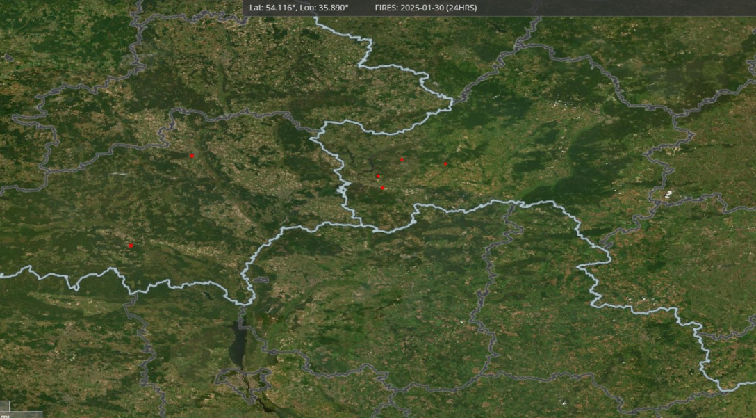 Атака БПЛА по РФ, пожежа, FIRMS, 30 січня, Брянська область